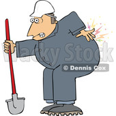 Cartoon Male Worker with Back Pain from Digging © djart #1694781