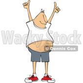 Clipart of a Chubby Man Holding up Two Thumbs - Royalty Free Vector Illustration © djart #1694816