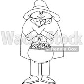 Cartoon Black and White Leprechaun Holding a Pot of Gold © djart #1695722
