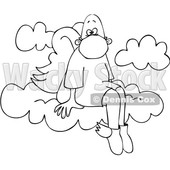 Cartoon Black and White Male Angel Sitting on a Cloud and Wearing a Mask © djart #1705735