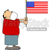 Cartoon Man Wearing a Face Mask and Holding an American Flag © djart #1705747