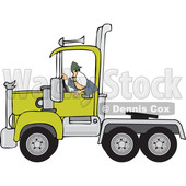 Cartoon Male Trucker Wearing a Mask and Backing up a Truck © djart #1706665