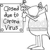 Cartoon Black and White Dog Nailing up a Closed Due to Corona Virus Sign © djart #1708584