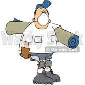Cartoon Male Carpet Layer Wearing a Mask and Carrying a Roll and Trowel © djart #1708856
