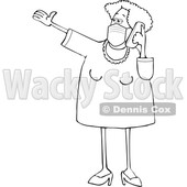 Cartoon Lineart Woman Wearing a Mask and Yaking on a Cell Phone © djart #1713653