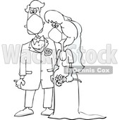 Cartoon Black and White Coronavirus Bride and Groom Wearing Masks © djart #1714232
