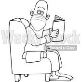 Cartoon Black and White Man Reading in a Chair and Wearing a Mask © djart #1715739
