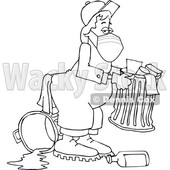 Cartoon Black and White Garbage Man Wearing a Mask © djart #1716846