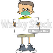 Cartoon Angry Boy Wearing a Sign and Holding a Mask © djart #1716847