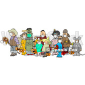 Cartoon Covid Halloween Kids Wearing Masks © djart #1717107