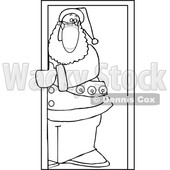 Cartoon Covid Santa Wearing a Mask in a Doorway © djart #1717412