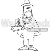 Cartoon Black and White Male Inspector Wearing a Mask © djart #1717484