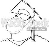 Cartoon Black and White Rona Graduate Wearing a Mask © djart #1717673
