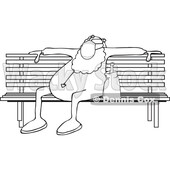 Drunk Santa Sitting on a Bench in His PJs and a Mask Black and White © djart #1717768