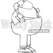 Cartoon Coronavirus Santa Wearing a Mask and Grasping His Suspenders © djart #1718694