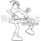 Cartoon Coronavirus Santa Wearing a Mask and Strutting Black and White © djart #1718699