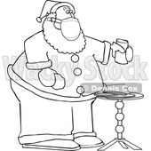 Cartoon Black and White Corona Virus Santa with a Christmas Snack © djart #1719187