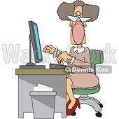 Cartoon Senior White Female Secretary Wearing a Mask at Her Desk © djart #1719191