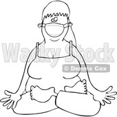 Cartoon Black and White Lady Doing Yoga and Wearing a Face Mask © djart #1719297