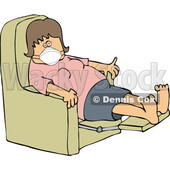 Cartoon Sick Woman Wearing a Mask and Resting in a Recliner Chair © djart #1719473