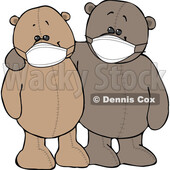Cartoon Teddy Bears Wearing Masks and Embracing © djart #1719514