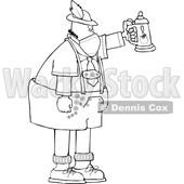 Cartoon German Man Celebrating Oktoberfest with a Beer Stein and Wearing a Mask Lineart © djart #1719885