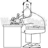 Cartoon Black and White Male Scientist Wearing a Mask in a Laboratory © djart #1721229
