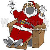 Cartoon Covid Christmas Santa Wearing Gloves and a Mask and Sitting © djart #1721366