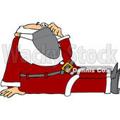 Cartoon Covid Santa Sitting and Wearing a Mask © djart #1722027