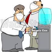 Cartoon Business Men Wearing Masks at the Office Water Cooler © djart #1722509