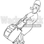Cartoon Lady Wearing a Mask and Pulling Heavy Luggage © djart #1722567