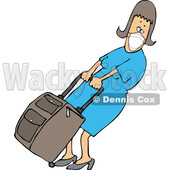 Cartoon Woman Wearing a Mask and Pulling Heavy Luggage © djart #1722572