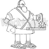 Cartoon Chubby Executioner Wearing a Mask and Holding an Axe and Flail © djart #1723067