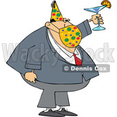 Businessman Wearing a Party Hat and Mask and Toasting © djart #1723073