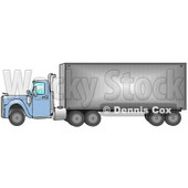 Big Blue 18 Wheeler Semi Truck Driving Down The Road, From Right To Left Clip Art Illustration © djart #17233