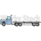 Blue Big Rig Diesel Tractor Trailer Truck With A Flat Bed, In Profile, Driving To The Left Clip Art Illustration © djart #17238
