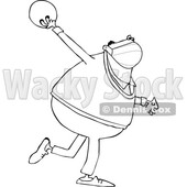 Cartoon Chubby Guy Wearing a Mask and Bowling © djart #1725089