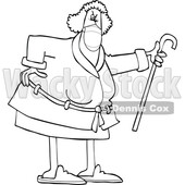 Cartoon Angry Old Lady Wearing a Mask and Shaking Her Cane © djart #1726963