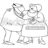 Cartoon Old Couple Wearing Masks and Dancing © djart #1727738