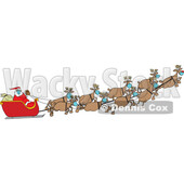 Cartoon Coronavirus Christmas Reindeer Flying Santa in His Sleigh © djart #1729629