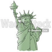 Clipart Ilustration of a Green Statue Of Liberty Smiling And Holding The Torch High Above Her Head © djart #17556