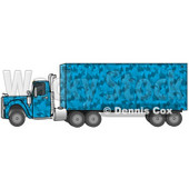 Clipart Illustration of a Blue Camouflage Semi Diesel Truck Pulling A Matching Cargo Trailer © djart #17558
