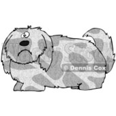 Clipart Illustration of a Spotted Gray And Tan Dog With Long Shaggy Hair, Looking At The Viewer With A Sad Or Confused Expression © djart #17571