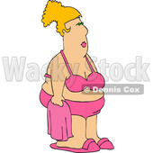 Cartoon Chubby Lady in a Pink Bikini © djart #1757148