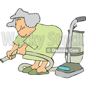 Cartoon Chubby Lady Vacuuming with a Hose Attachment © djart #1757853