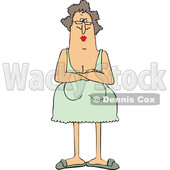 Cartoon Angry Woman with Folded Arms in a Nightgown © djart #1757860