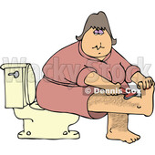 Cartoon Chubby Lady Sitting on a Toilet and Shaving Her Hair Legs © djart #1757864