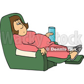 Cartoon Lady in a Recliner and Holding a Water Glass © djart #1758335