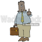 Mad Hispanic Or Black Business Man Carrying A Briefcase And Flipping Someone Off For Being Rude Clipart Illustration © djart #17616