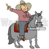 Pissed Off Cowboy Sitting On A Saddle On A Horse, Flipping Off Someone Behind Him Clipart Illustration © djart #17627